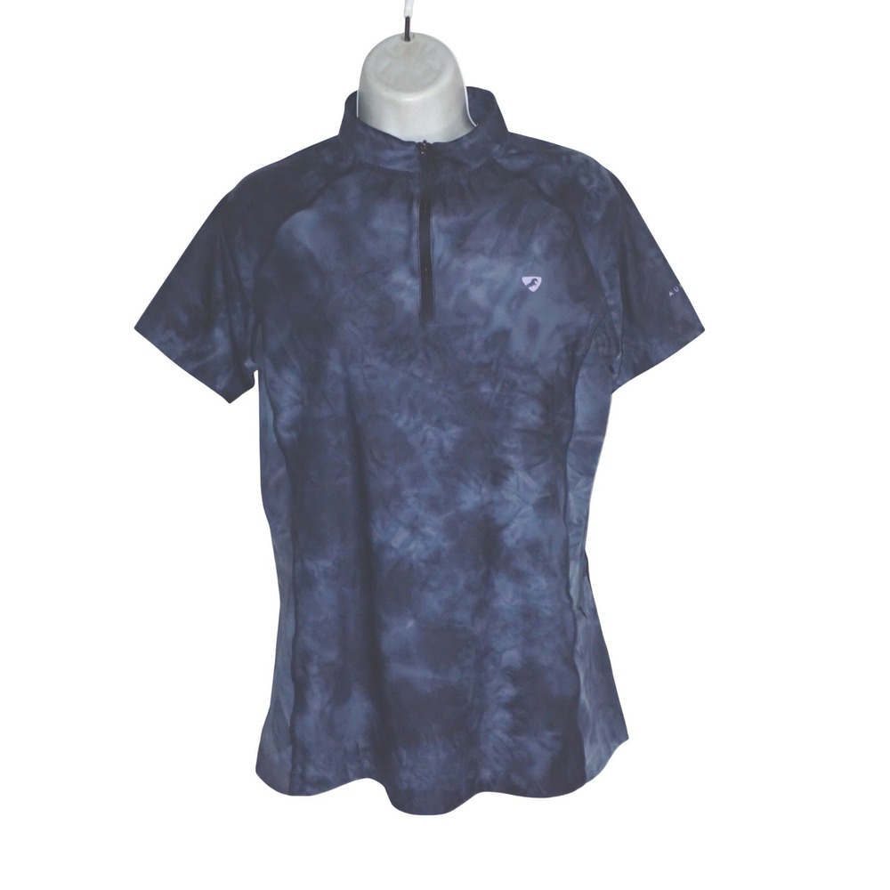 Aubrion Women's Tie Dye 1/4 Zip Short Sleeve Equestrian Riding Top Large Wicking